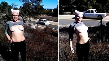 Play Cute teen loves showing tits to strangers